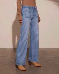 Rugged Charm High Rise Wide Leg Jeans