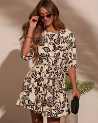 Restful Roam Abstract Waist Tie Mini Dress