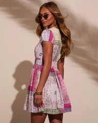 Spring Days Abstract Colorblock Mini Dress