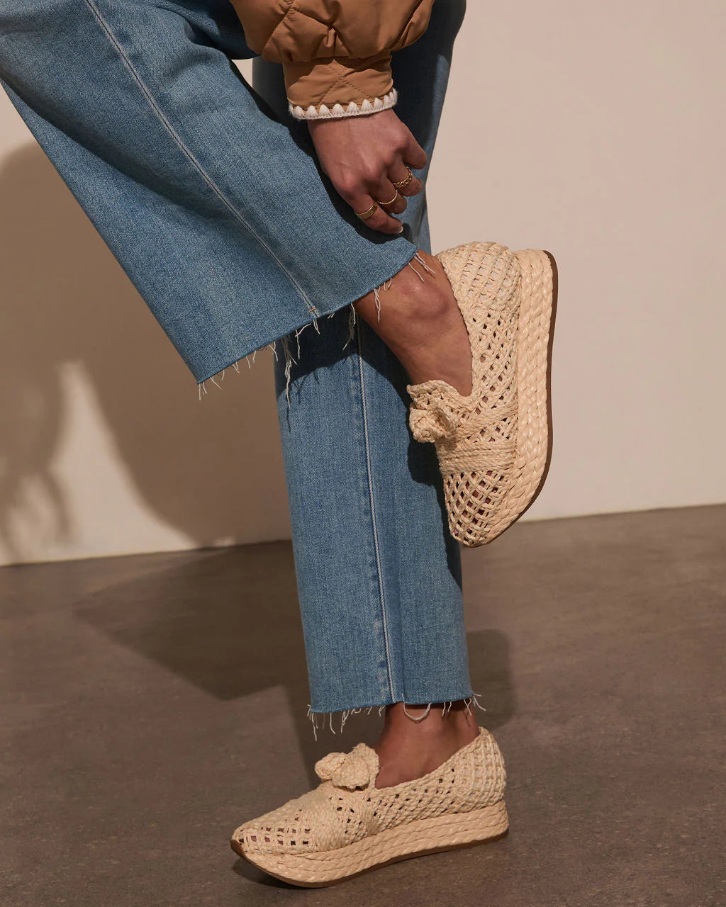 Lyla Straw Platform Bow Sneaker