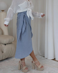 Amelie Gingham Side Tie Midi Skirt