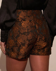 Warm Gather Floral Jacquard Mini Skort