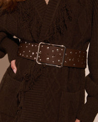 Rustic Ranch Studded Wide Leather Belt