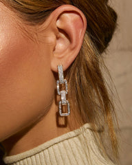 Linked Up Rhinestone Pave Chain Earrings