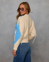 Cozy Moments Lace Up Argyle Sweater