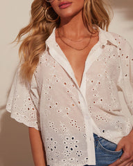 Sweet Tea Button Down Eyelet Top