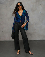 Hit The Town Front Tie Ruffle Top
