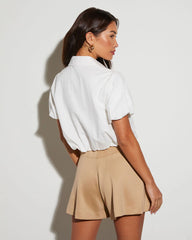 Paris Poplin Short Sleeve Button Down Top