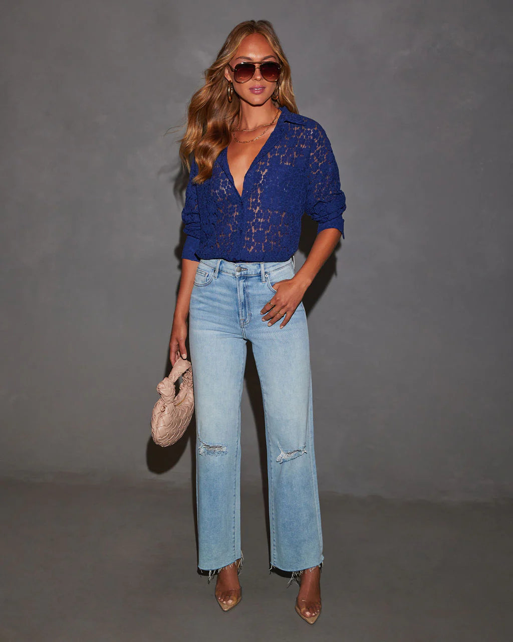 Gwen Floral Lace Button Down Shirt