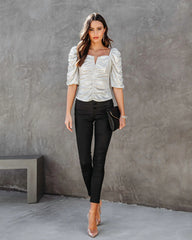 Just Fabulous Metallic Ruched Top
