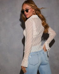 Parisian Dawn Textured Cuff Tie Top