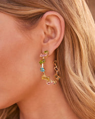 Glam Radar Colorful Gemstone Hoop Earrings