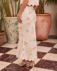 Secret Passage Floral Linen Trumpet Maxi Skirt