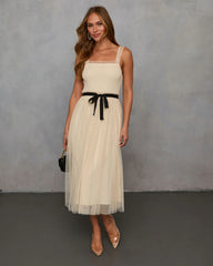 Lovers Muse Tulle Waist Tie Midi Dress