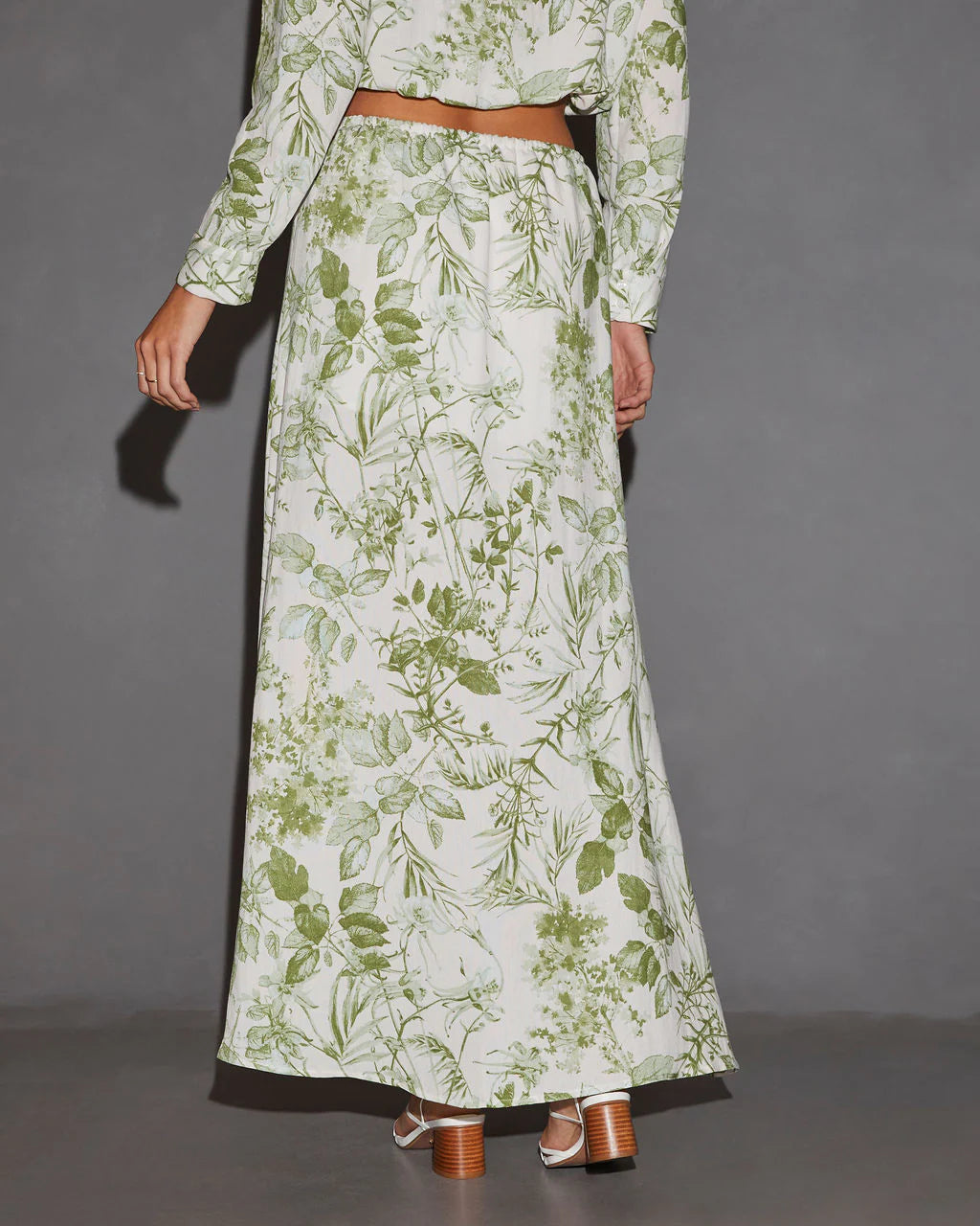 Kai Front Slit Drawstring Printed Maxi Skirt