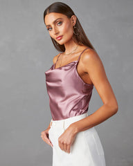 Evaluna Satin Cowl Neck Bodysuit