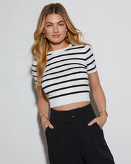 Ray Striped Crew Neck Crop Top