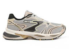 Etonic Kendari 3.0 sneakers in beige leather, off white mesh, matte gold inserts and black details.
