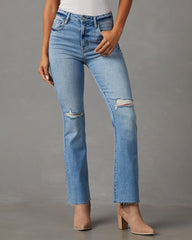 Auggie High Rise Distressed Flare Jeans