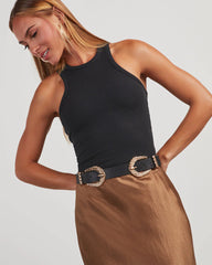 Larisa Textured Double Buckle Belt