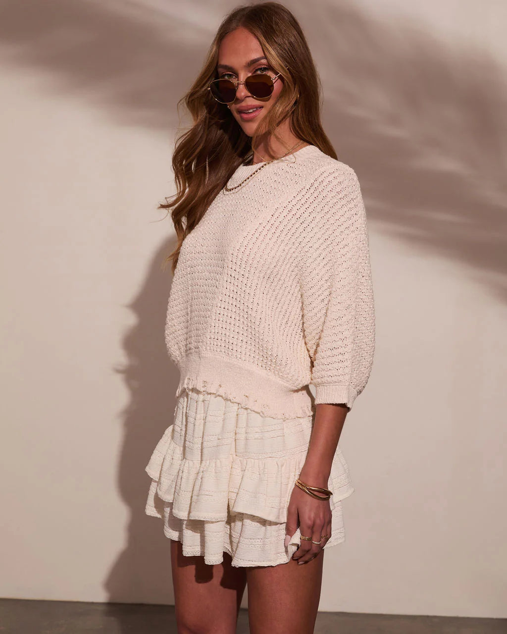 Sunwoven Distressed Crochet Sweater