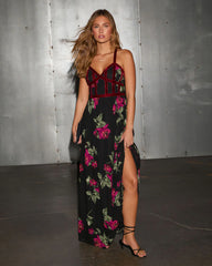 Love Awaits Corset Detail Floral Maxi Dress