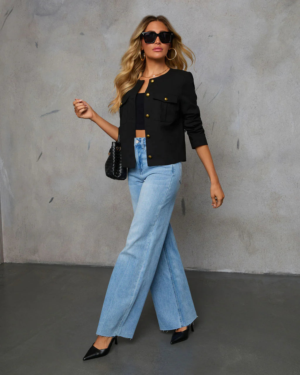 Keep Up Front Button Military Style Jacket