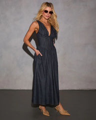 Cherri Fit And Flare Denim Midi Dress
