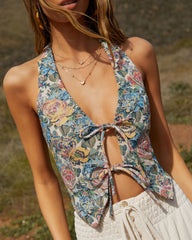 Lush Lotus Front Tie Crop Top