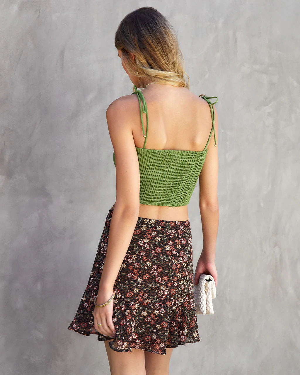 Solange Linen Smocked Crop Top