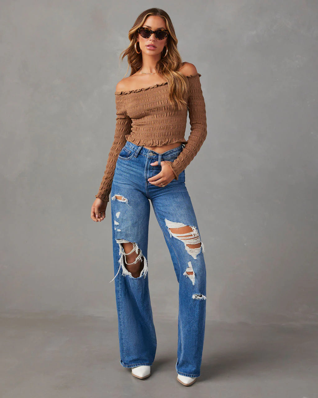 Yes Please Smocked Off The Shoulder Top