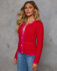 Yours Truly Contrast Trim Cardigan