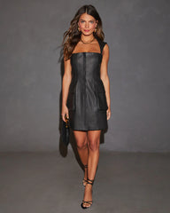 True Rebel Faux Leather Mini Dress