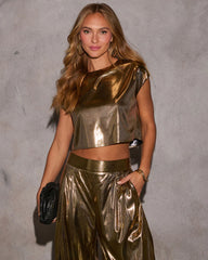 Golden Spell Metallic Crop Top
