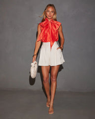 Karissa Sleeveless Organza Oversized Bow Blouse