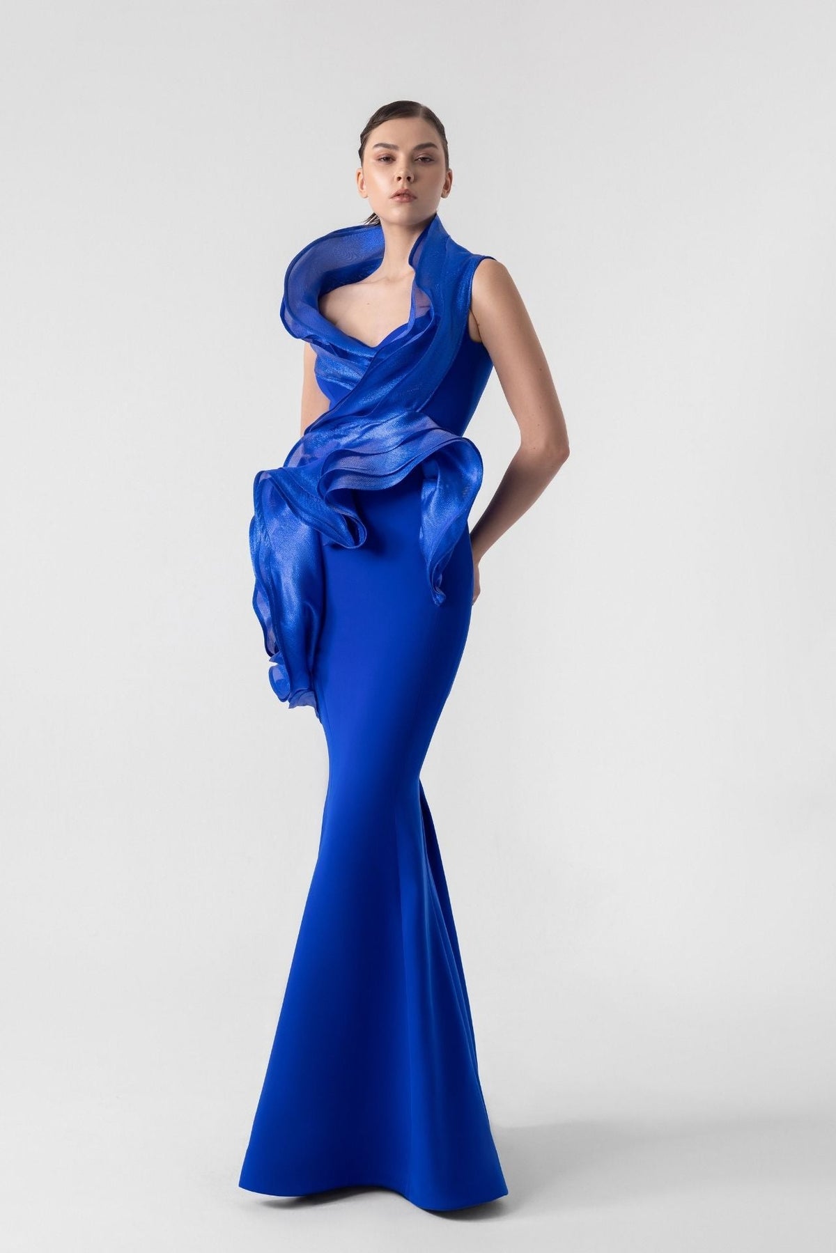 HerTrove-Halter Neck Open Back Mermaid Gown