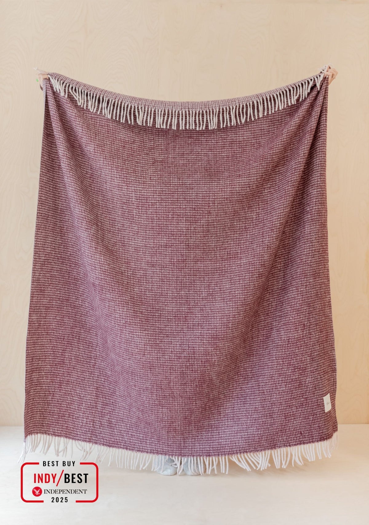 Recycled Wool Blanket, Berry Waffle, TBCo
