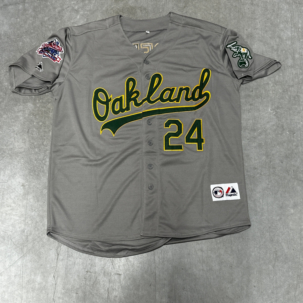 Rickey Henderson 24 Oakland Athletics 1989 World Series Grey Road Jersey MLB Men