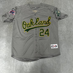 Rickey Henderson 24 Oakland Athletics 1989 World Series Grey Road Jersey MLB Men