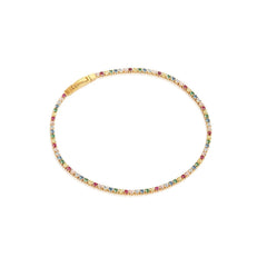 Ellera Rainbow Gold Plated Bracelet w. Yellow, Pink, Blue, Green & Purple Zirconias