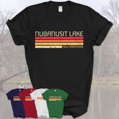 Nubanusit Lake New Hampshire Funny Fishing Camping Summer Retro Gift T-Shirt