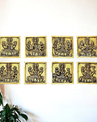 Brass superfine Square Ashtalakshmi wall hanging 4 inches - Budhshiv.com