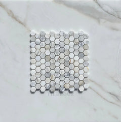 Calacatta Gold Marble 1 Hexagon Mosaic Tile Polished&Honed
