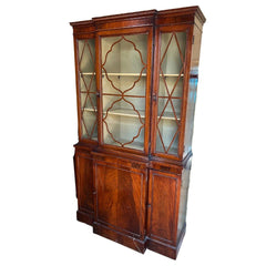 Vintage Breakfront China Cabinet with Greek Key Detailing Available for Custom Lacquer - Hibiscus House