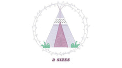 Tent embroidery designs - Woodland animal embroidery design machine embroidery pattern - Indian tent embroidery file - baby boy embroidery