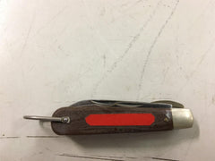 Vtg Kutmaster brown plastic woodgrain handle 2 blade pocket knife Utica NY USA