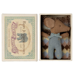 Maileg Myszka w pudełku - Baby Sleppy-Wakey in BOX BLUE chłopiec