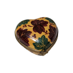 Autumn Leaves Heart Box Porcelain Limoges Heart autumn French Trinket Box