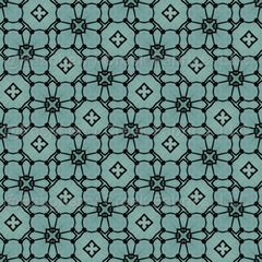 Watercolor Window | Flower Ironwork on Teal Green Fabric, Raspberry Creek Fabrics, watermarked