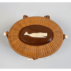 Vintage 8" Oval Nantucket Basket Purse by John Elder 1972